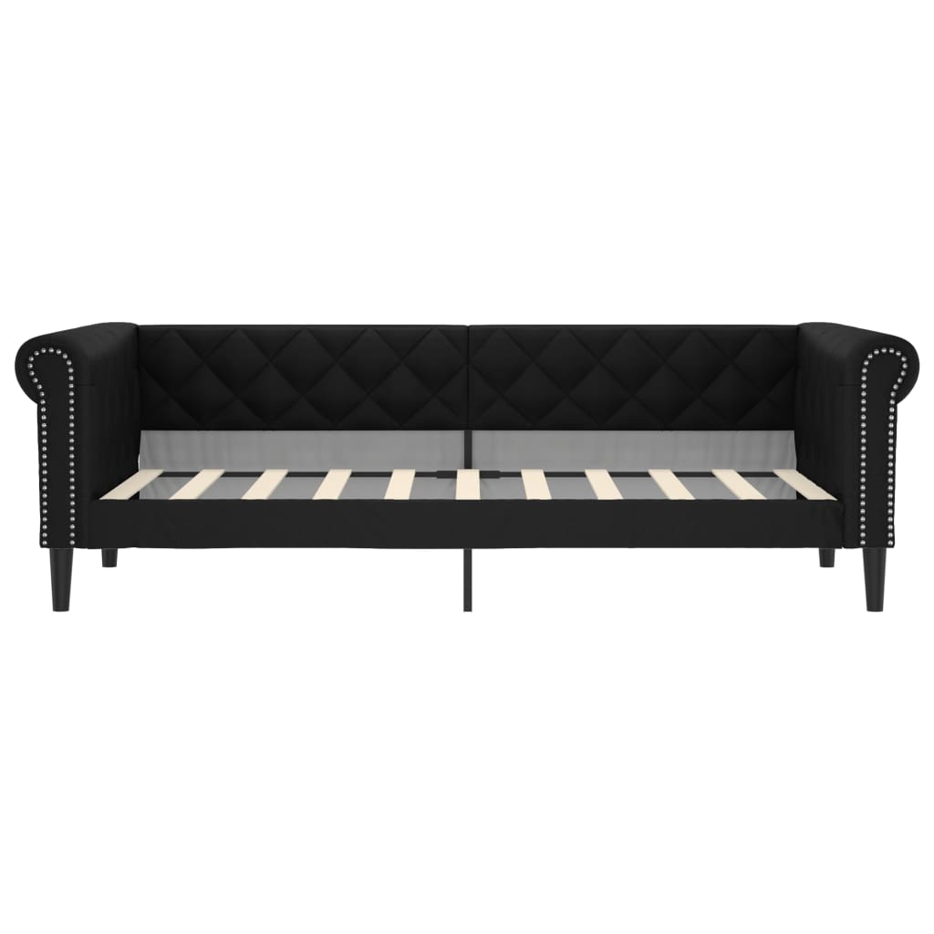 Day Bed without Mattress Black 90x190 cm Single Faux Leather