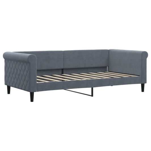 Day Bed without Mattress Dark Grey 90x190 cm Single Velvet