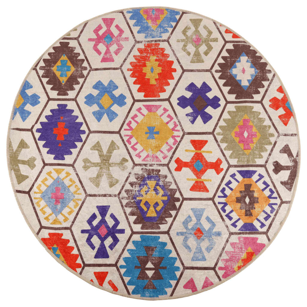 Rug Washable Multicolour Ø 120 cm