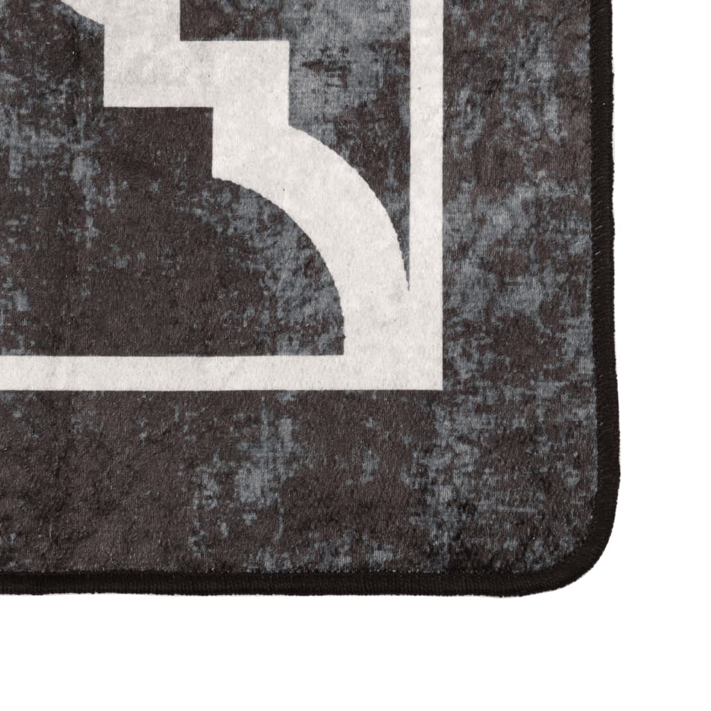Rug Washable Black and White 80x300 cm
