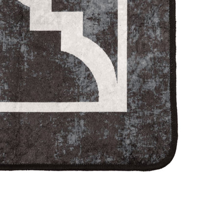 Rug Washable Black and White 80x300 cm