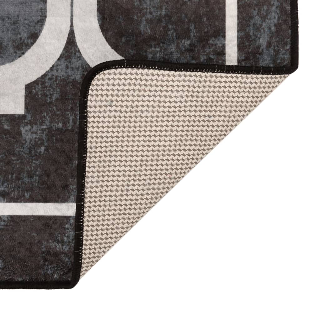 Rug Washable Black and White 80x300 cm
