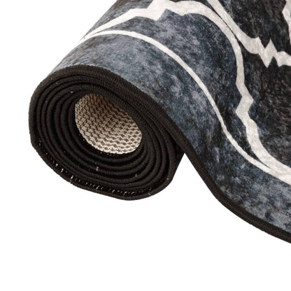 Rug Washable Black and White 80x300 cm