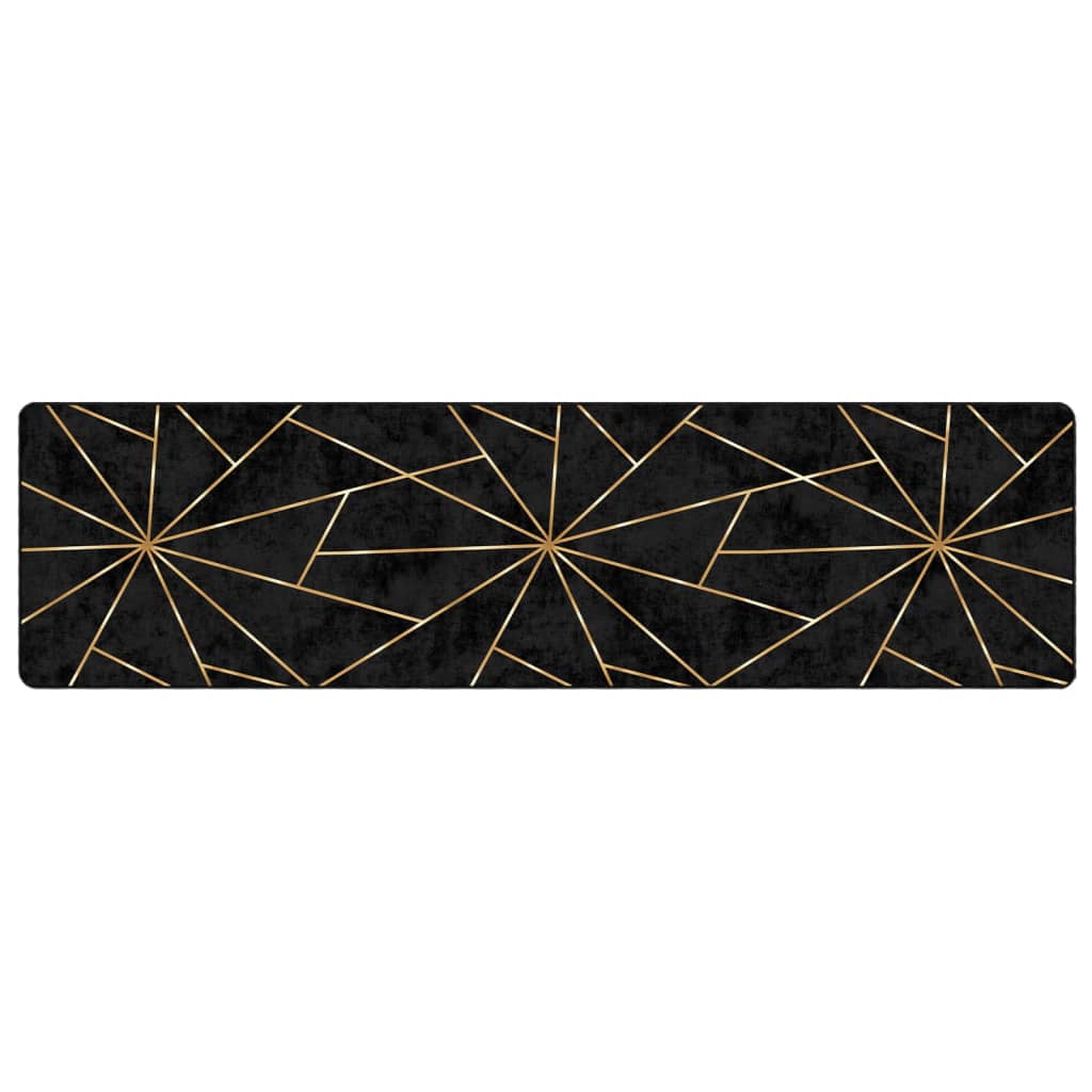 Rug Washable Black and Gold 80x300 cm
