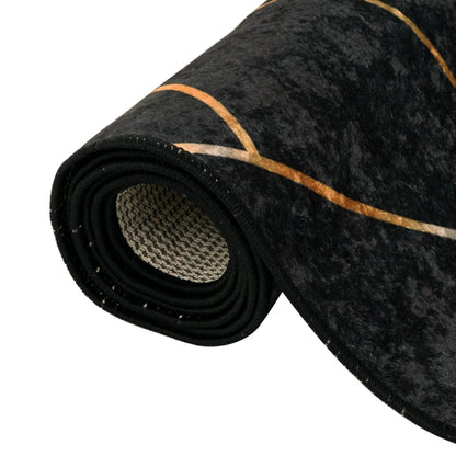 Rug Washable Black and Gold 80x300 cm