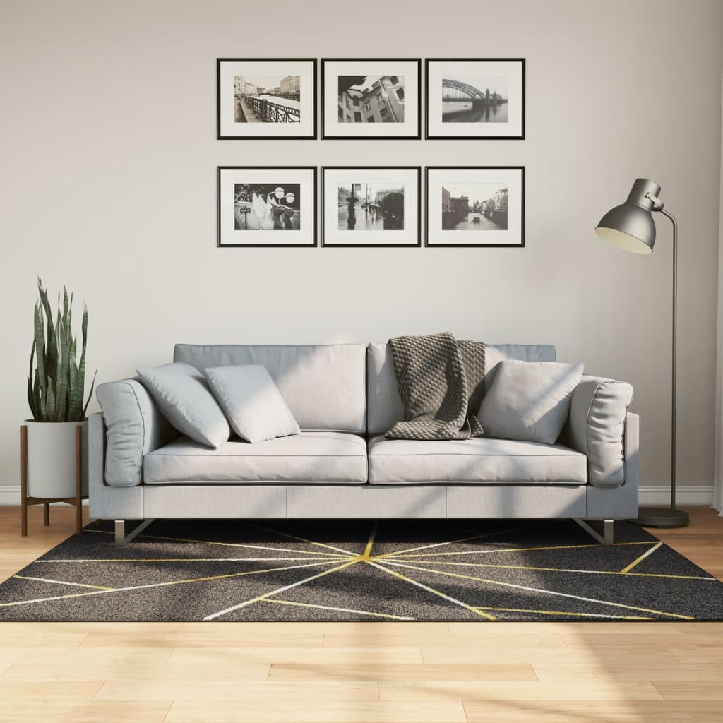 Rug Washable Black and Gold 120x180 cm