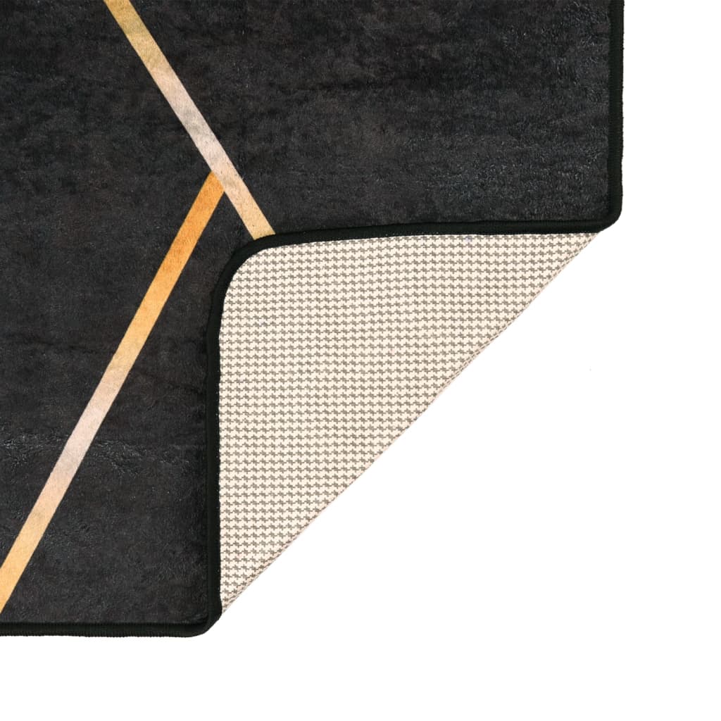Rug Washable Black and Gold 160x230 cm Anti Slip
