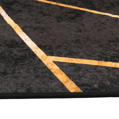 Rug Washable Black and Gold 160x230 cm Anti Slip
