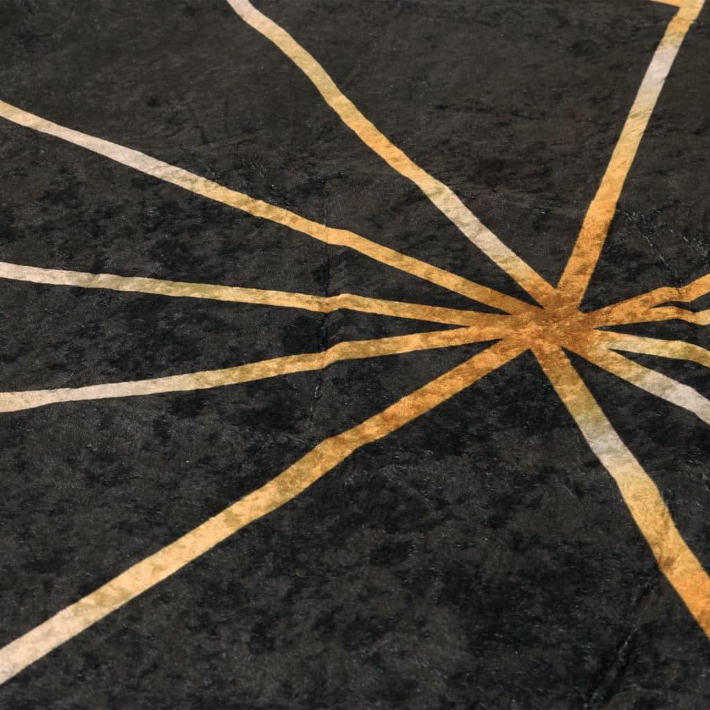 Rug Washable Black and Gold Ø 120 cm