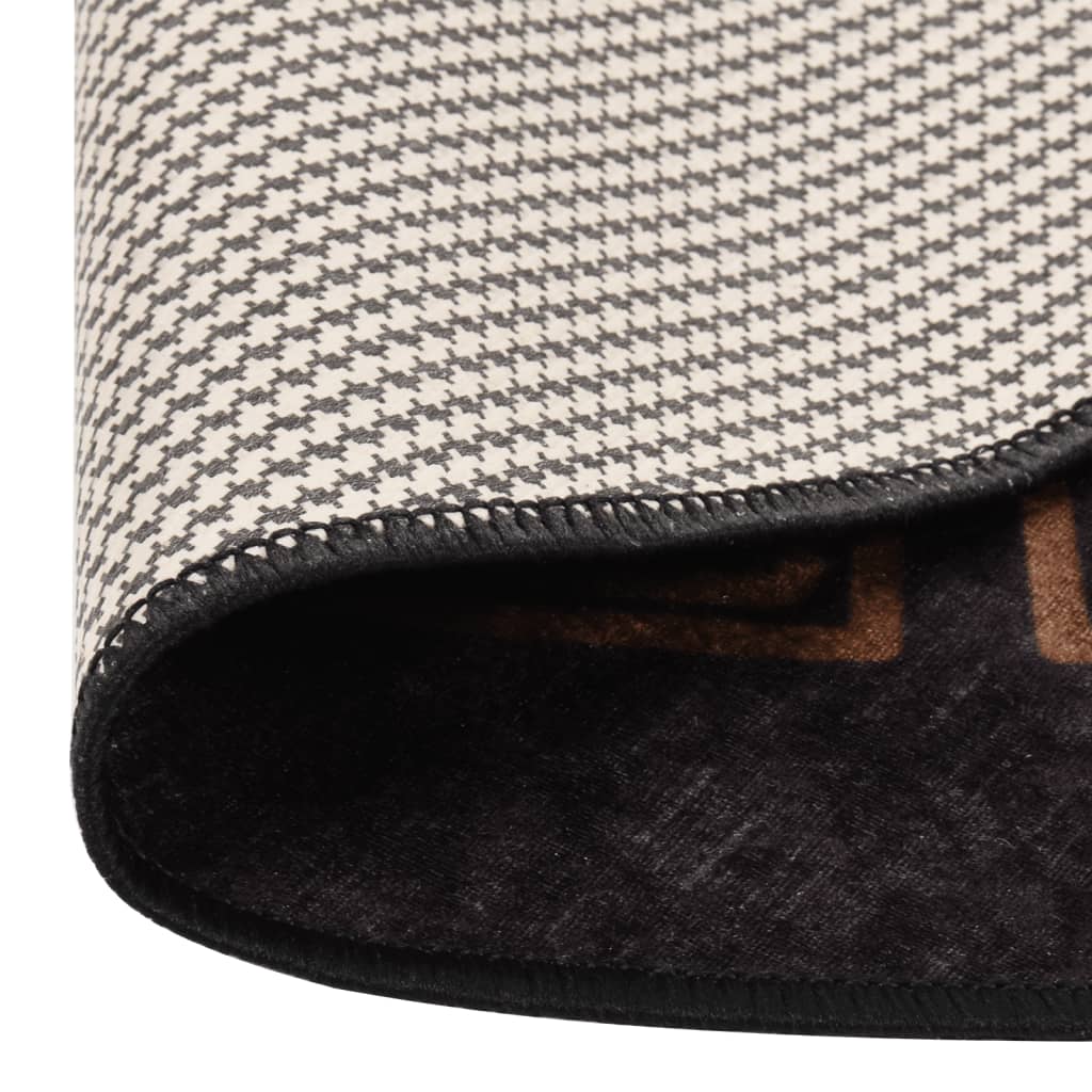 Rug Washable Black and Gold Ø 200 cm