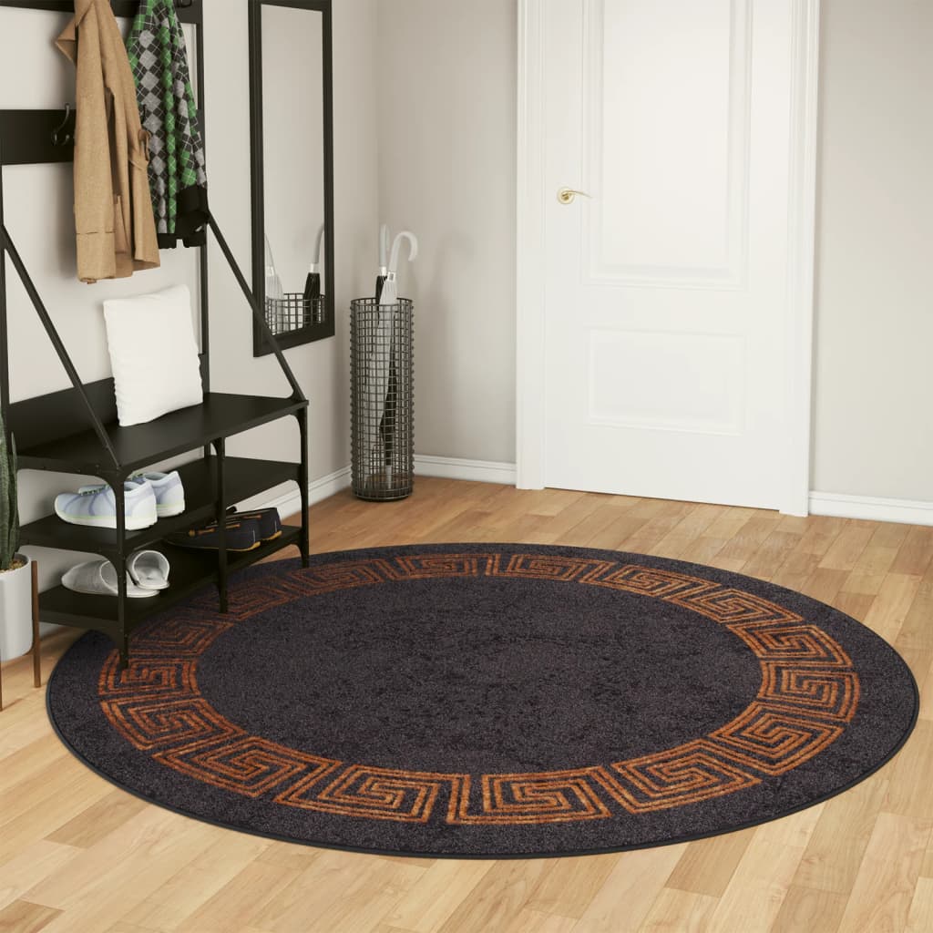 Rug Washable Black and Gold Ø 200 cm