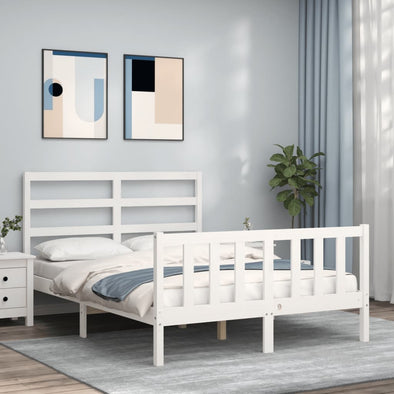 Bed Frame without Mattress White 140x200 cm Solid Wood Pine