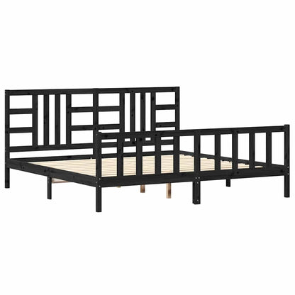 Bed Frame without Mattress Black 200x200 cm Solid Wood Pine