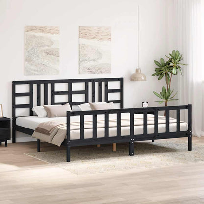Bed Frame without Mattress Black 200x200 cm Solid Wood Pine