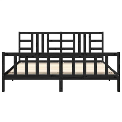 Bed Frame without Mattress Black 200x200 cm Solid Wood Pine