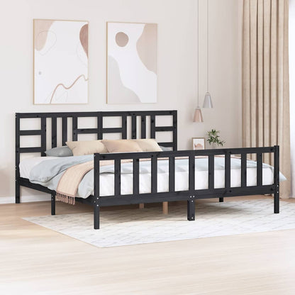 Bed Frame without Mattress Black 200x200 cm Solid Wood Pine