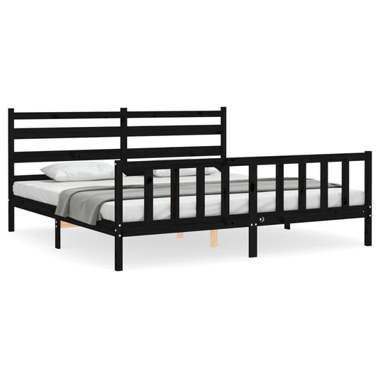 Bed Frame without Mattress Black 200x200 cm Solid Wood Pine