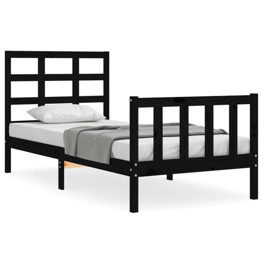 Bed Frame without Mattress Black Small Single Solid Wood Pine