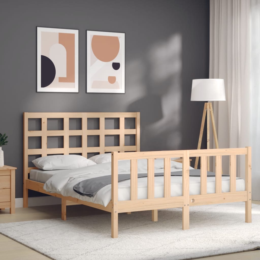 Bed Frame without Mattress Double Solid Wood Pine