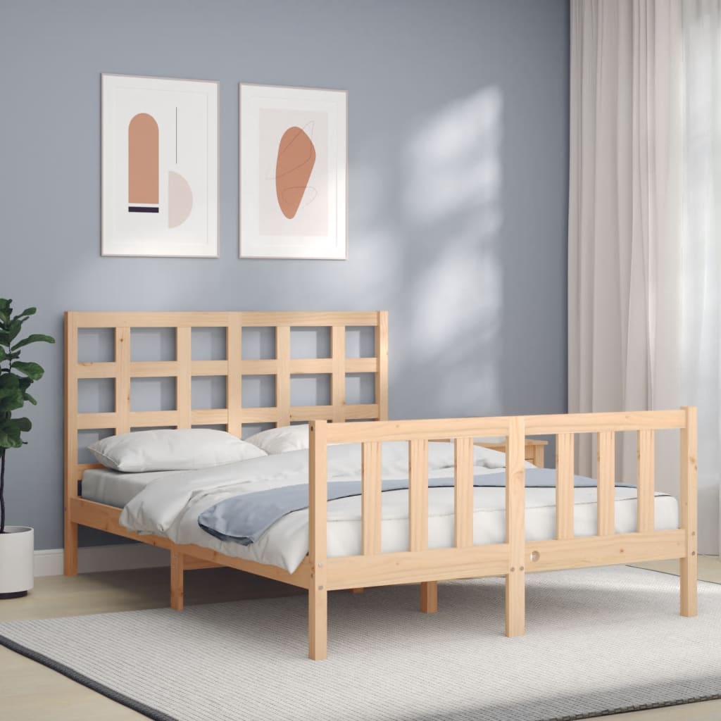 Bed Frame without Mattress Double Solid Wood Pine