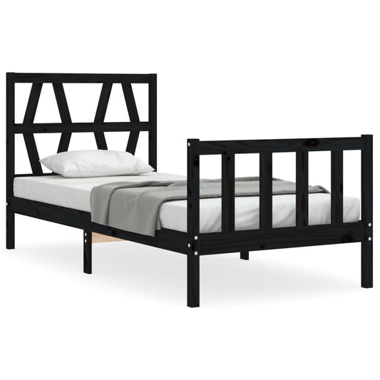 Bed Frame without Mattress Black Small Single Solid Wood Pine