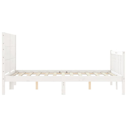 Bed Frame without Mattress White Double Solid Wood Pine