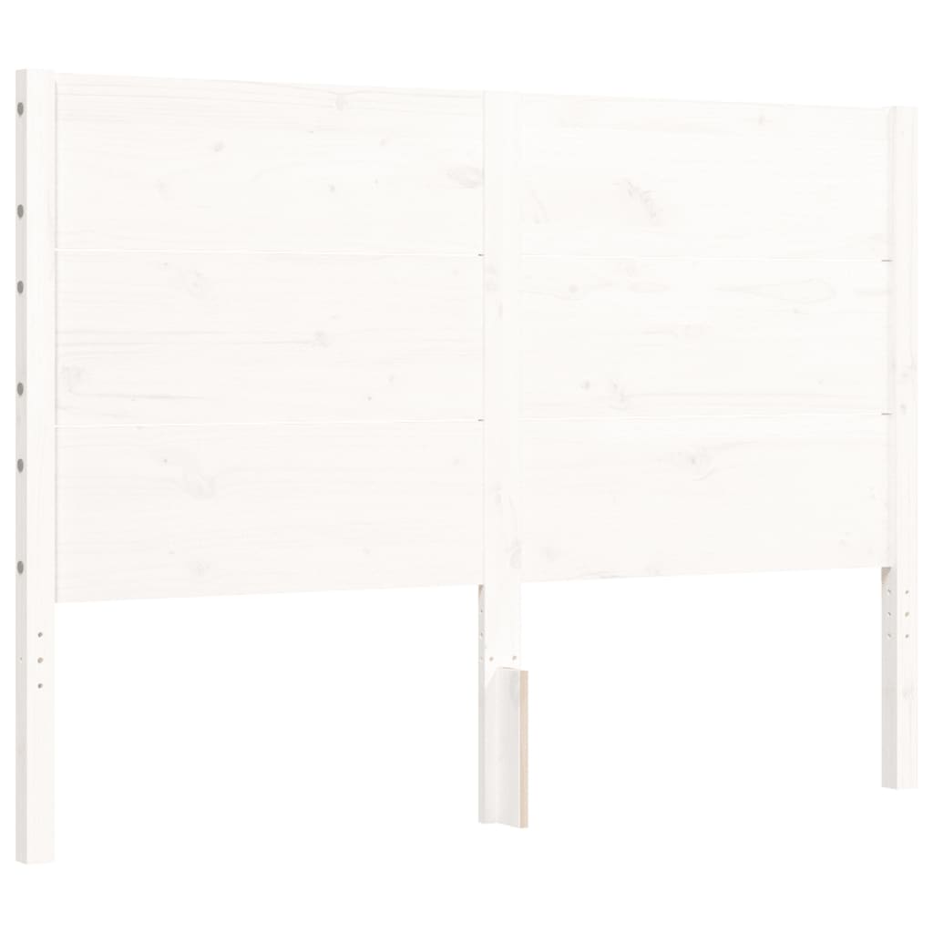 Bed Frame without Mattress White Double Solid Wood Pine