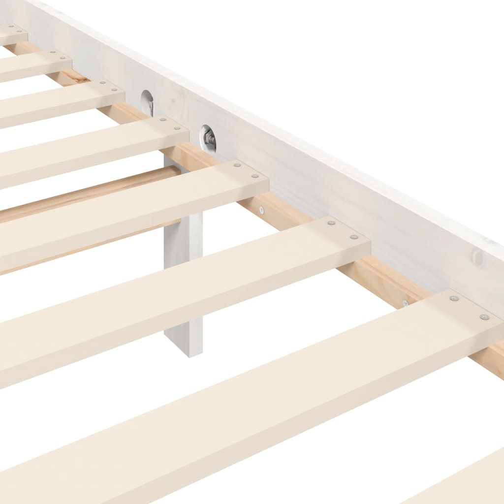 Bed Frame without Mattress White Double Solid Wood Pine