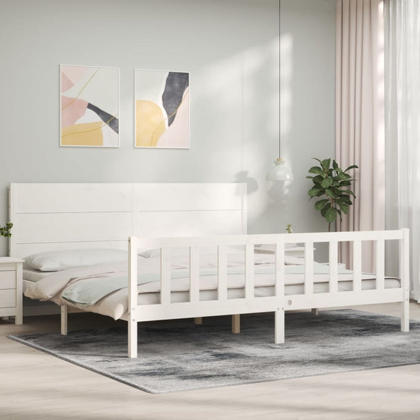 Bed Frame without Mattress White 200x200 cm Solid Wood Pine