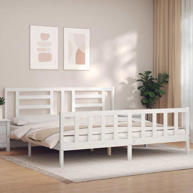 Bed Frame without Mattress White 200x200 cm Solid Wood Pine