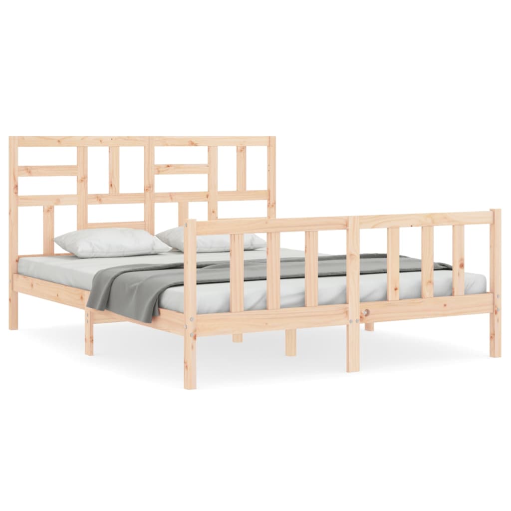 Bed Frame | Natural Pine | Solid Pine Wood, Plywood | Double Size