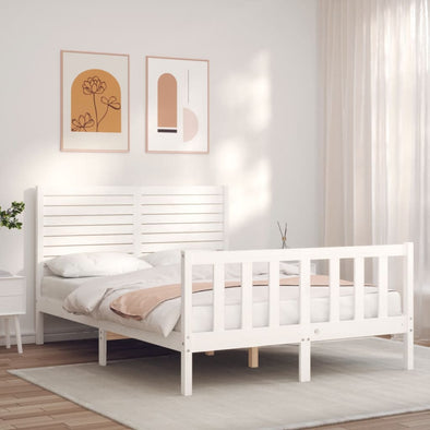 Bed Frame without Mattress White 140x200 cm Solid Wood Pine