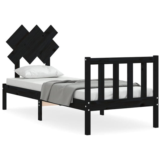 Bed Frame without Mattress Black Small Single Solid Wood Pine