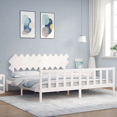 Bed Frame without Mattress White 200x200 cm Solid Wood Pine