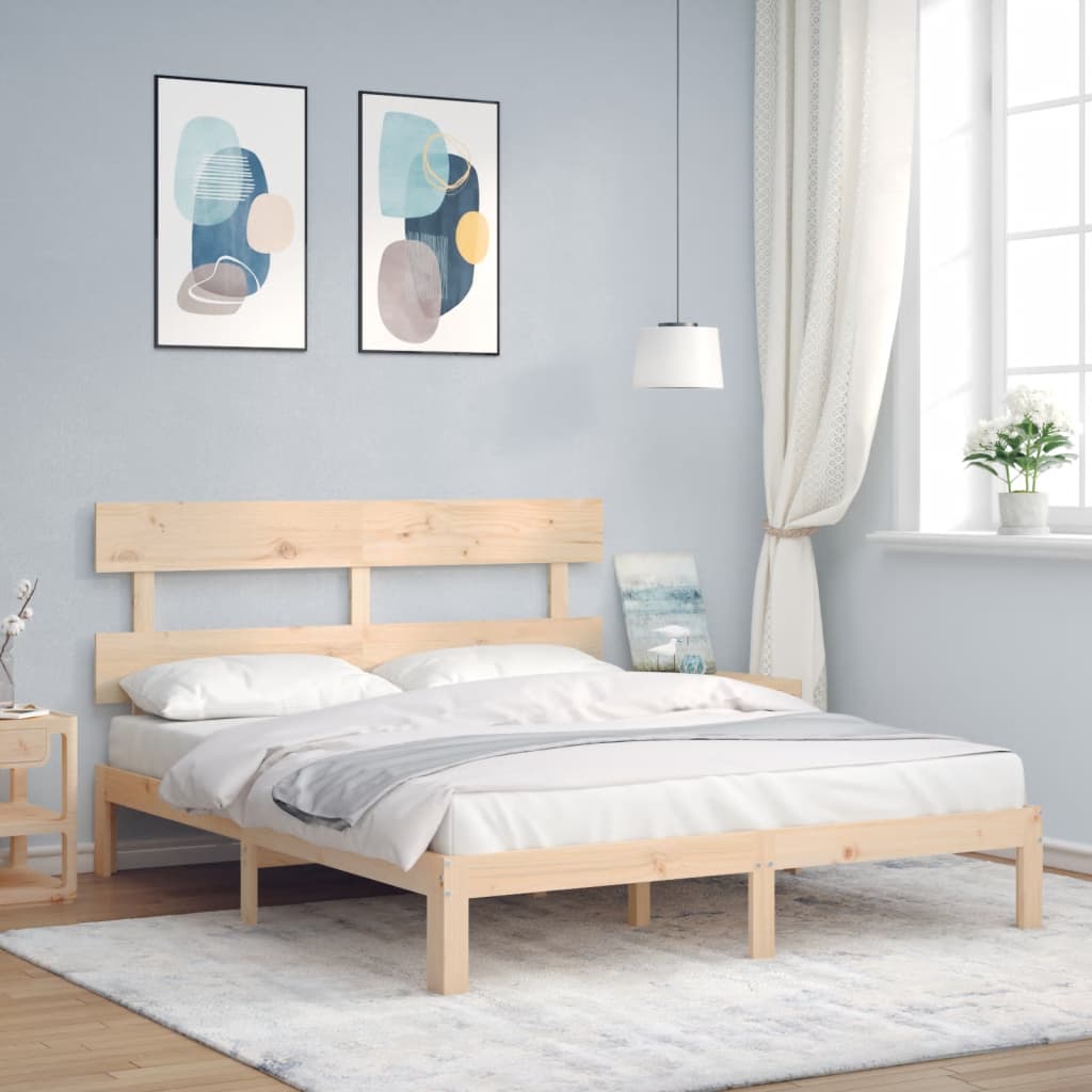 Bed Frame | Natural Wood | Solid Pine Wood | King | Bed Frame