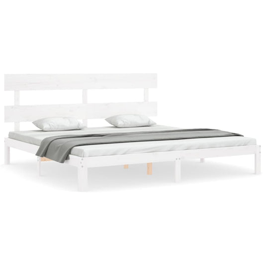 Bed Frame without Mattress White 200x200 cm Solid Wood Pine