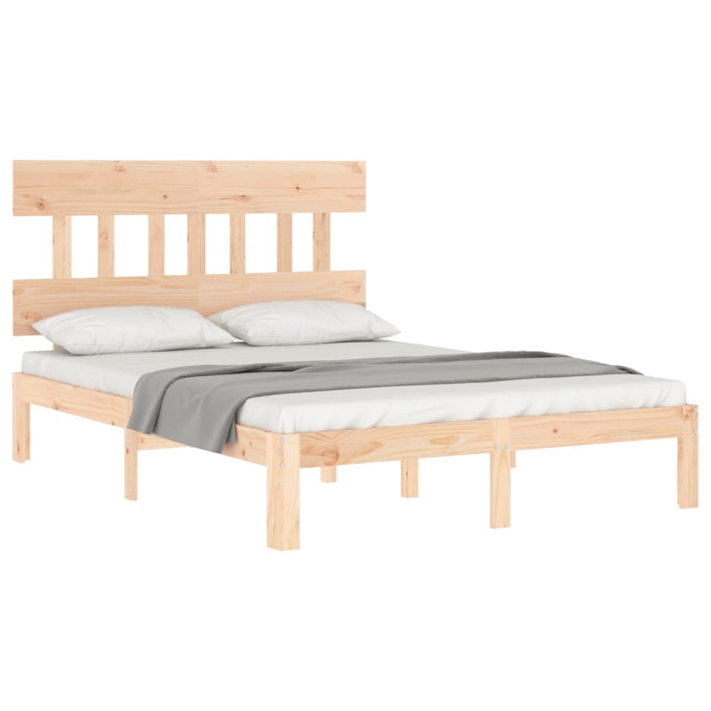 Bed Frame with Headboard Small Double Solid Wood