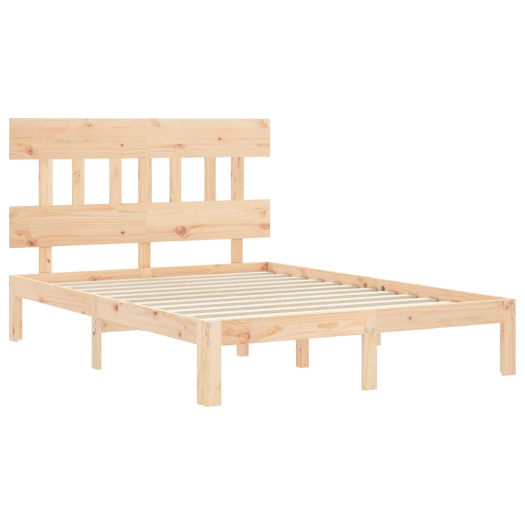 Bed Frame with Headboard Small Double Solid Wood