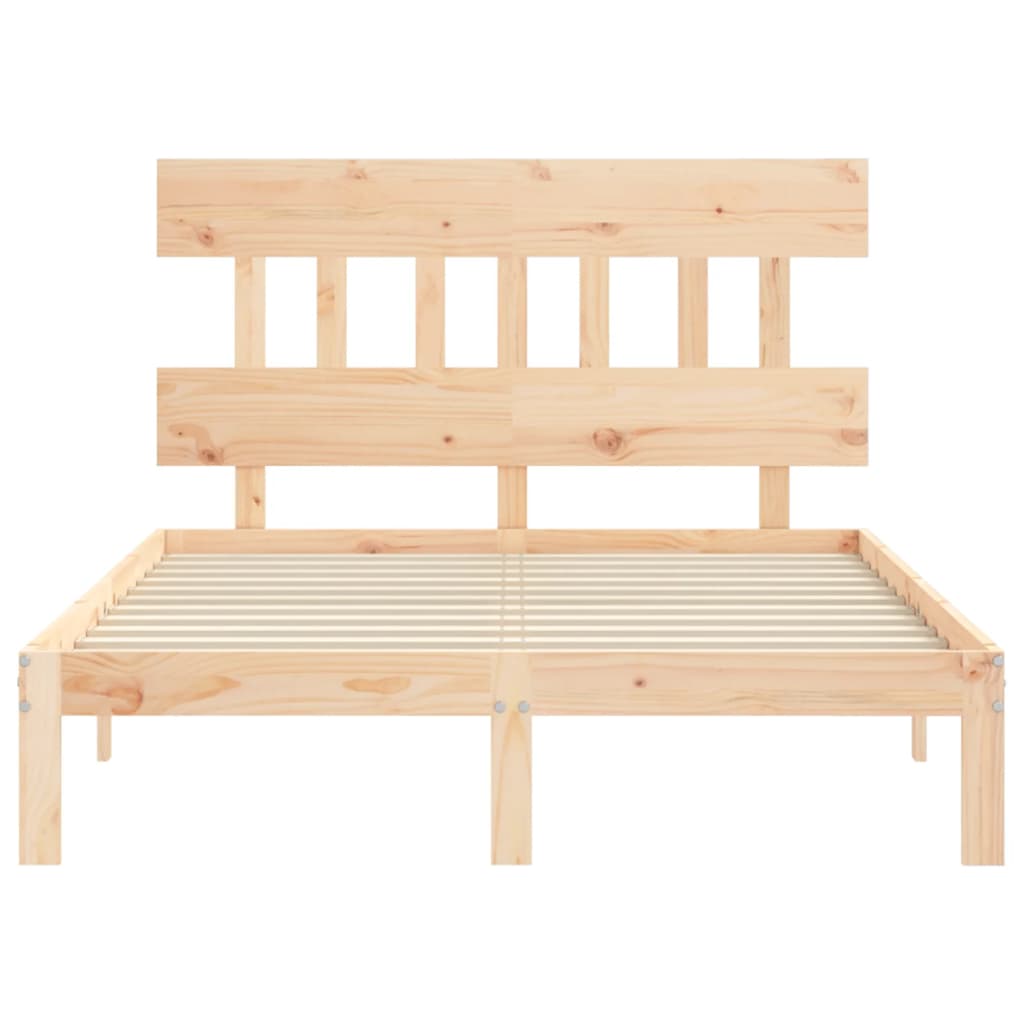 Bed Frame with Headboard Small Double Solid Wood