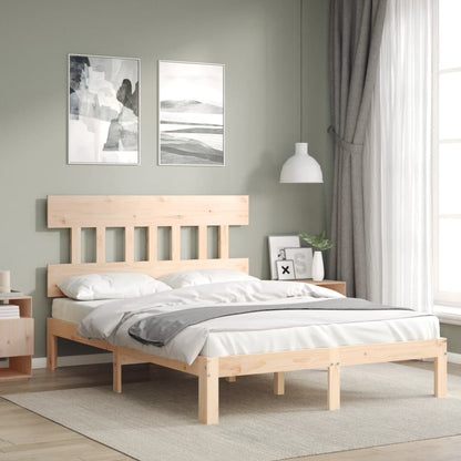 Bed Frame with Headboard Small Double Solid Wood