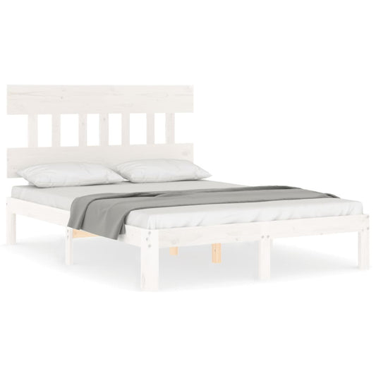 Bed Frame without Mattress White 140x190 cm Solid Wood Pine