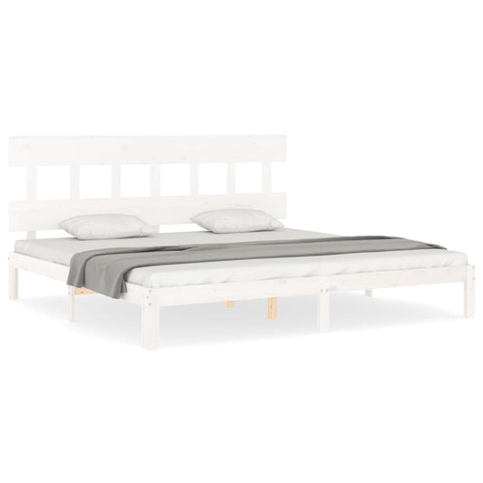 Bed Frame without Mattress White 200x200 cm Solid Wood Pine