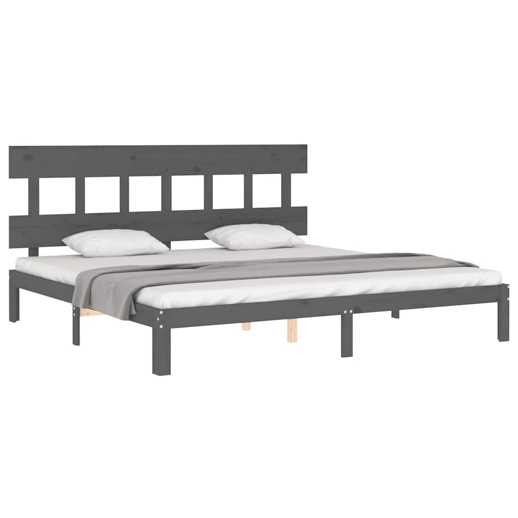 Bed Frame without Mattress Grey 200x200 cm Solid Wood Pine