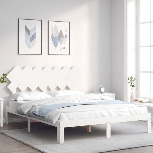 Bed Frame without Mattress White 140x190 cm Solid Wood Pine