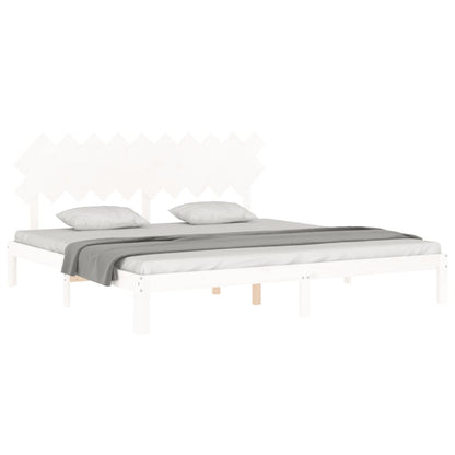 Bed Frame without Mattress White 200x200 cm Solid Wood Pine