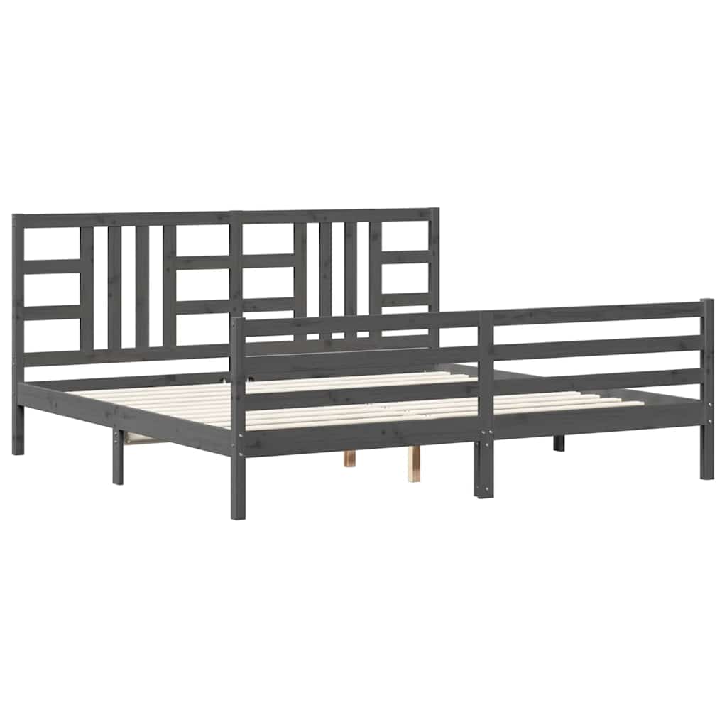 Bed Frame without Mattress Grey 200x200 cm Solid Wood