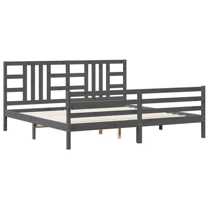 Bed Frame without Mattress Grey 200x200 cm Solid Wood
