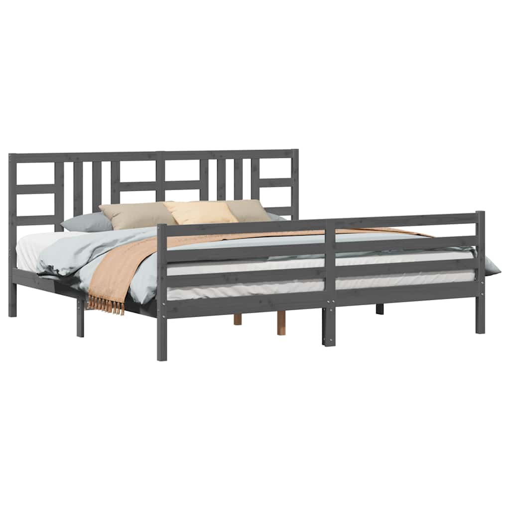 Bed Frame without Mattress Grey 200x200 cm Solid Wood