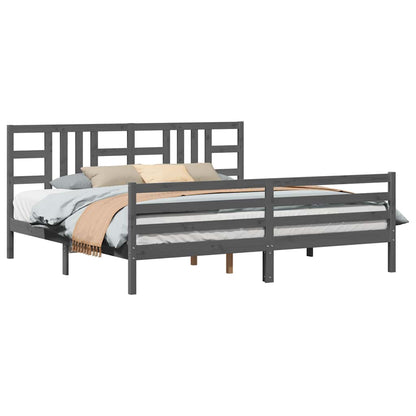 Bed Frame without Mattress Grey 200x200 cm Solid Wood