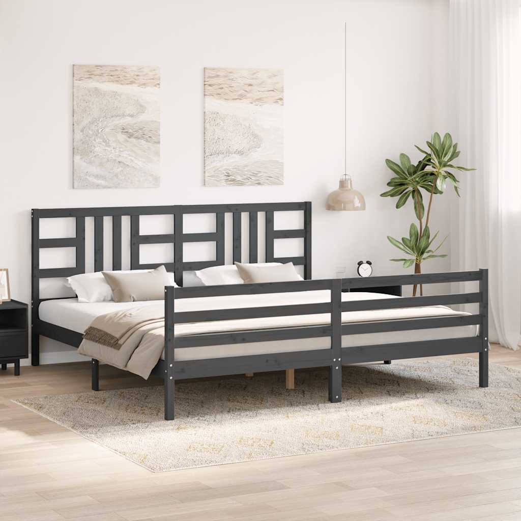 Bed Frame without Mattress Grey 200x200 cm Solid Wood